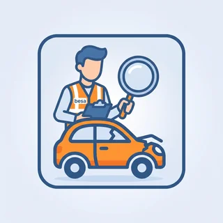 Kfz-Sachverständiger bei der Schadenbesichtigung